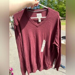 St. John's Bay Red V-Neck Sweater Soft Knit Long Sleeve
